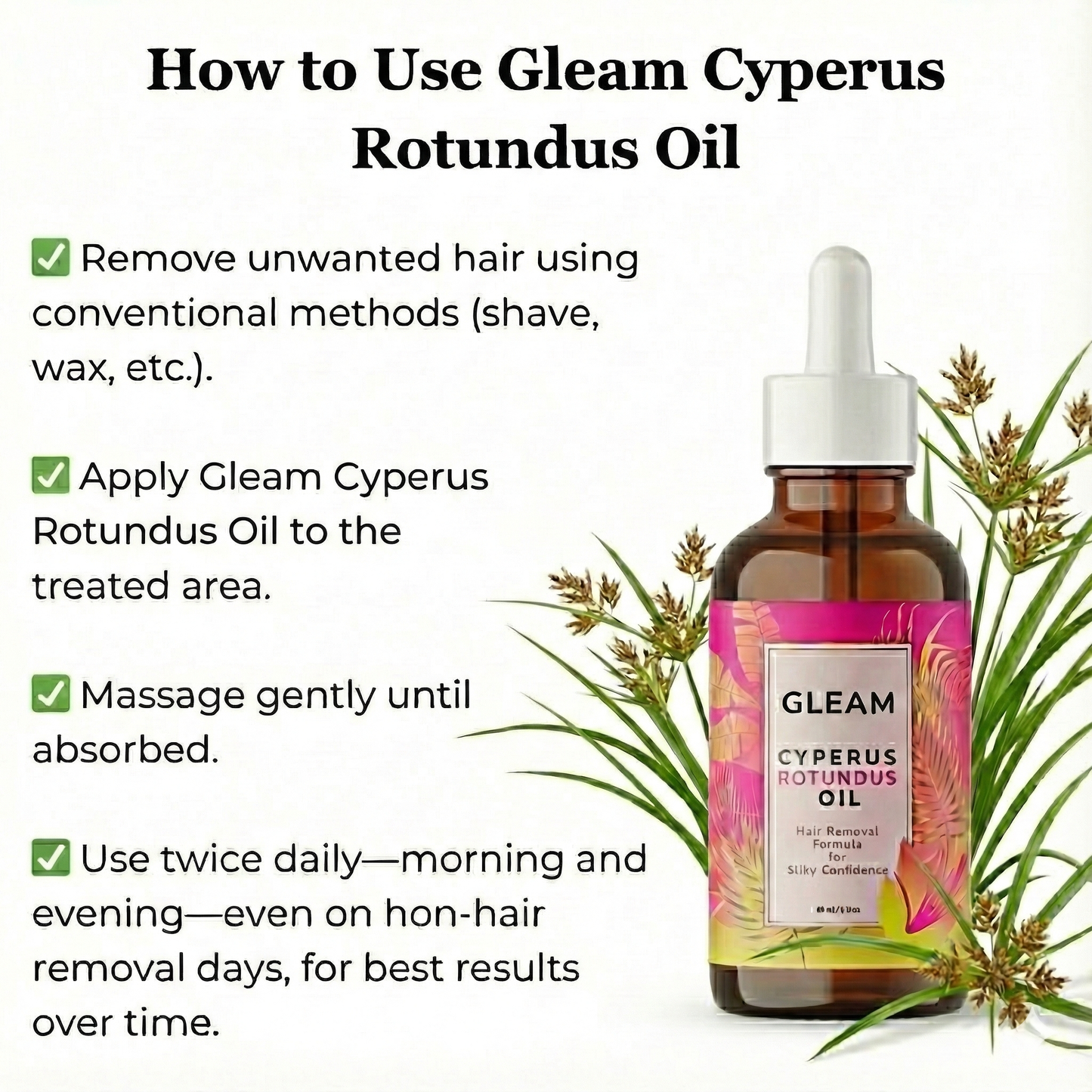 Gleam™ Natural Hair Reduction Oil